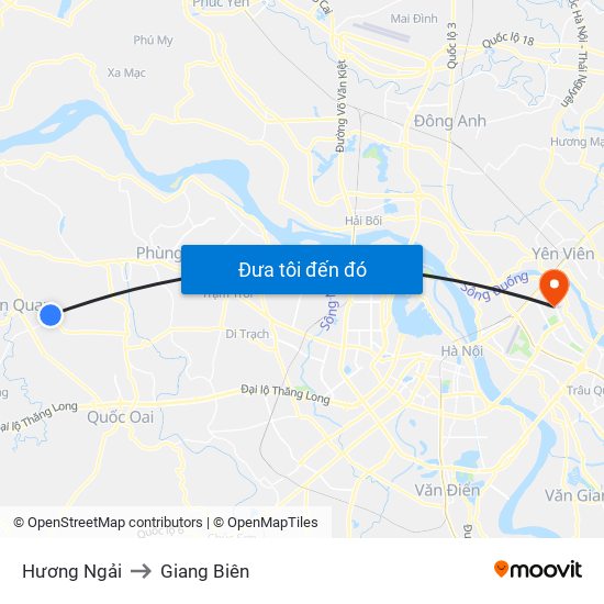 Hương Ngải to Giang Biên map