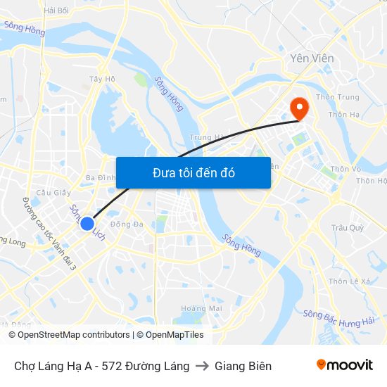 Chợ Láng Hạ A - 572 Đường Láng to Giang Biên map
