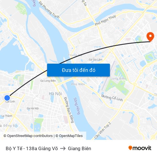 Bộ Y Tế - 138a Giảng Võ to Giang Biên map