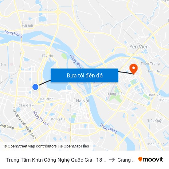 Trung Tâm Khtn Công Nghệ Quốc Gia - 18 Hoàng Quốc Việt to Giang Biên map