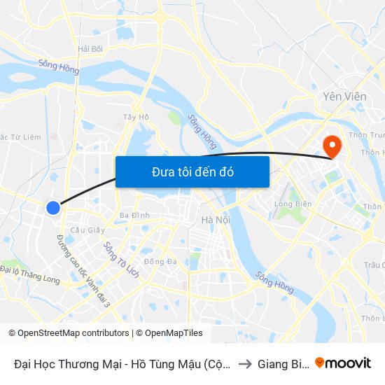 Đại Học Thương Mại - Hồ Tùng Mậu (Cột Sau) to Giang Biên map