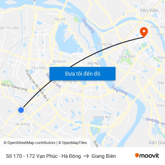Số 170 - 172 Vạn Phúc - Hà Đông to Giang Biên map