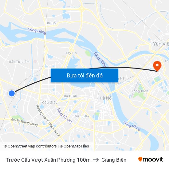 Trước Cầu Vượt Xuân Phương 100m to Giang Biên map