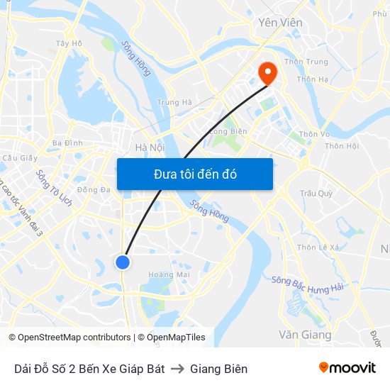 Dải Đỗ Số 2 Bến Xe Giáp Bát to Giang Biên map