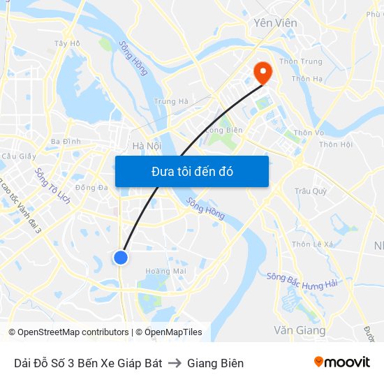 Dải Đỗ Số 3 Bến Xe Giáp Bát to Giang Biên map
