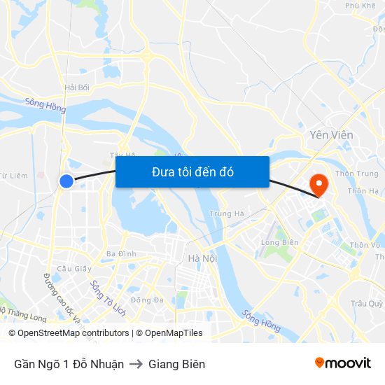 Gần Ngõ 1 Đỗ Nhuận to Giang Biên map