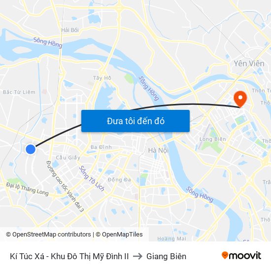 Kí Túc Xá - Khu Đô Thị Mỹ Đình II to Giang Biên map