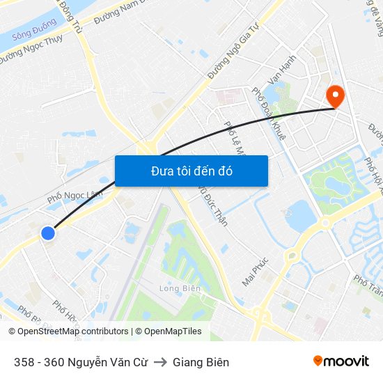 358 - 360 Nguyễn Văn Cừ to Giang Biên map