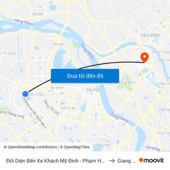 Đối Diện Bến Xe Khách Mỹ Đình - Phạm Hùng (Cột Trước) to Giang Biên map