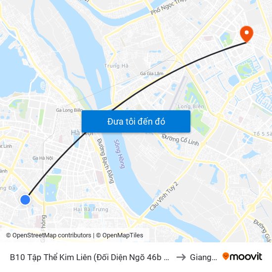 B10 Tập Thể Kim Liên (Đối Diện Ngõ 46b Phạm Ngọc Thạch) to Giang Biên map
