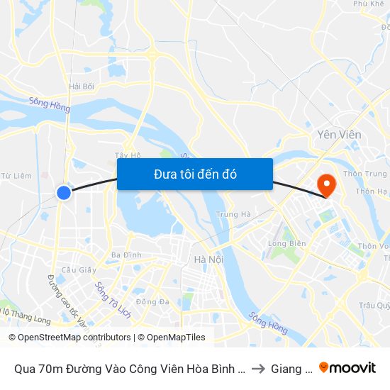 Qua 70m Đường Vào Công Viên Hòa Bình - Phạm Văn Đồng to Giang Biên map