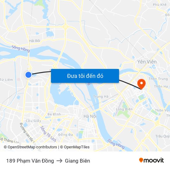 189 Phạm Văn Đồng to Giang Biên map