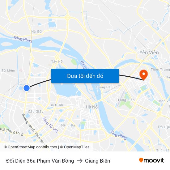 Đối Diện 36a Phạm Văn Đồng to Giang Biên map