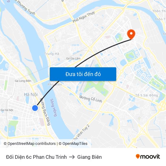 Đối Diện 6c Phan Chu Trinh to Giang Biên map