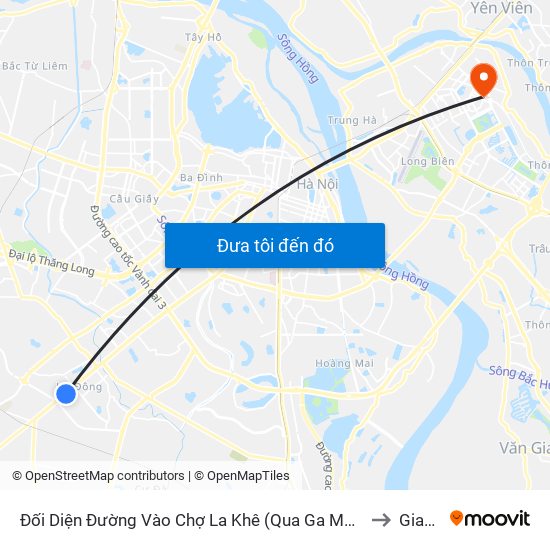 Đối Diện Đường Vào Chợ La Khê (Qua Ga Metro La Khê) - 405 Quang Trung (Hà Đông) to Giang Biên map