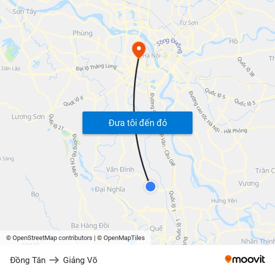 Đồng Tân to Giảng Võ map