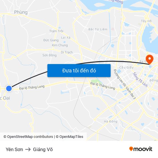 Yên Sơn to Giảng Võ map