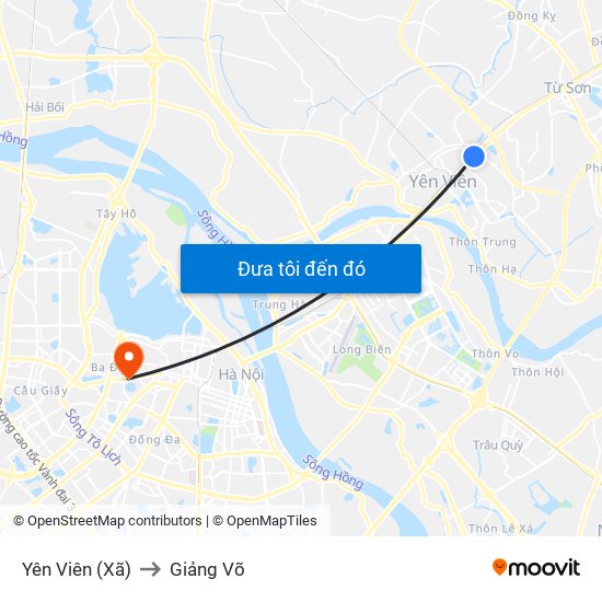 Yên Viên (Xã) to Giảng Võ map