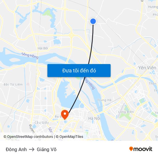 Đông Anh to Giảng Võ map