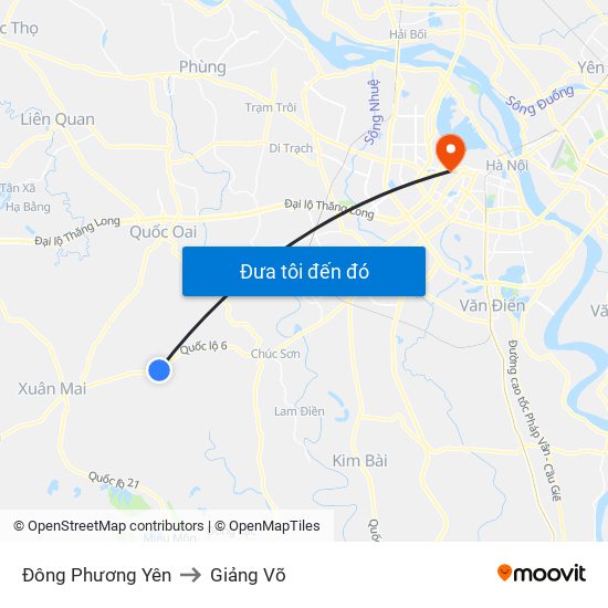 Đông Phương Yên to Giảng Võ map