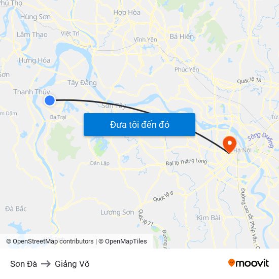 Sơn Đà to Giảng Võ map