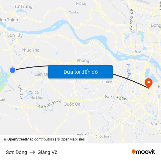 Sơn Đông to Giảng Võ map