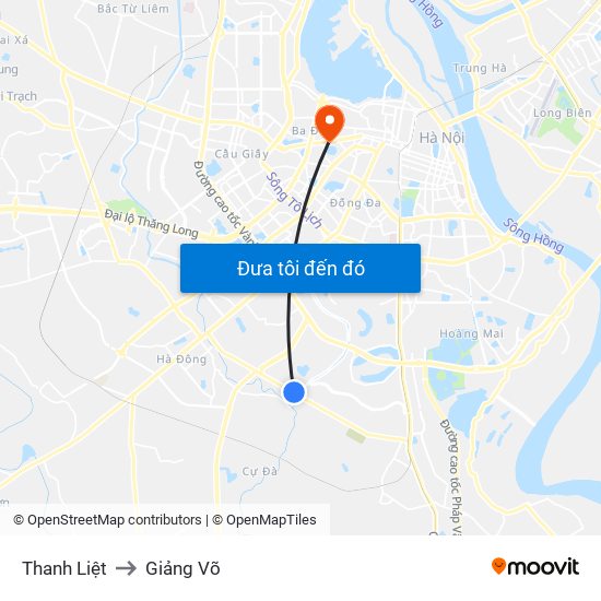 Thanh Liệt to Giảng Võ map