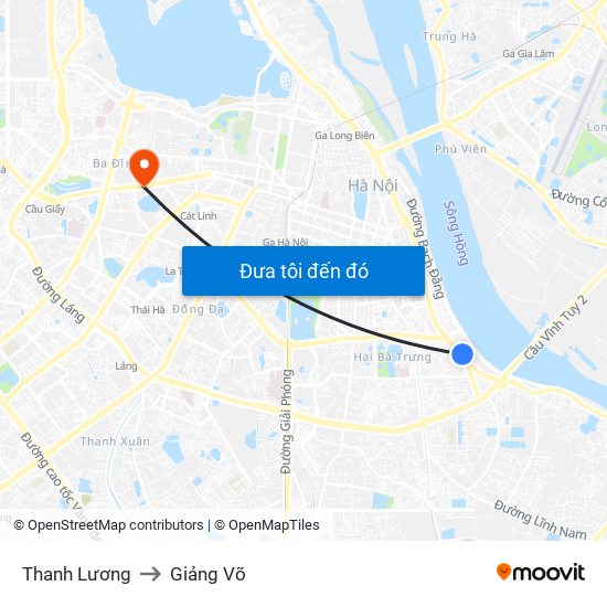 Thanh Lương to Giảng Võ map