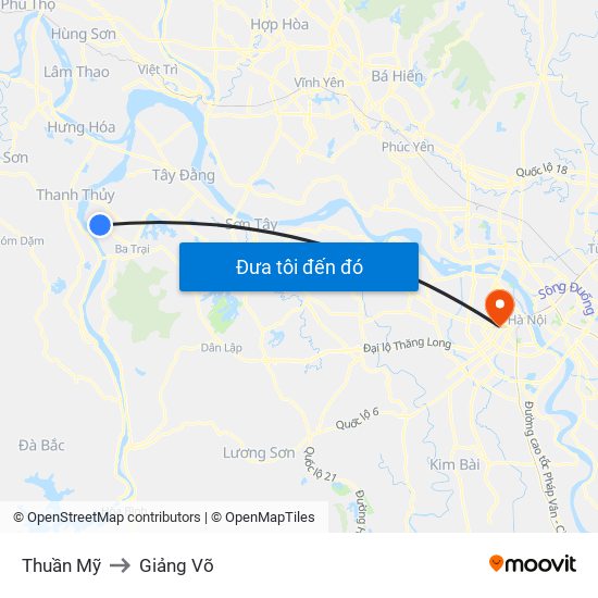 Thuần Mỹ to Giảng Võ map