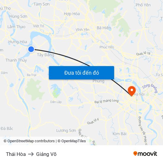 Thái Hòa to Giảng Võ map