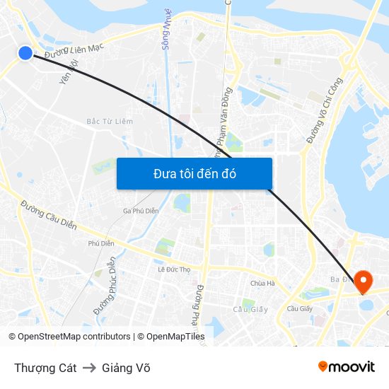 Thượng Cát to Giảng Võ map