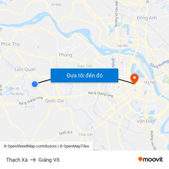 Thạch Xá to Giảng Võ map