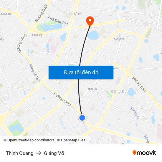 Thịnh Quang to Giảng Võ map