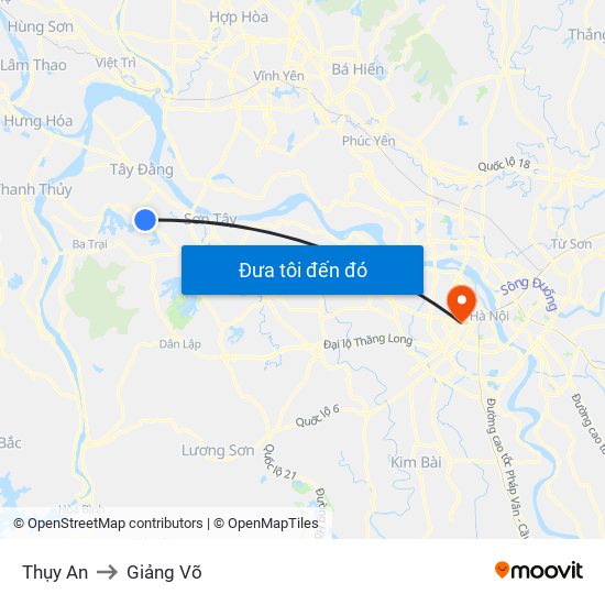 Thụy An to Giảng Võ map