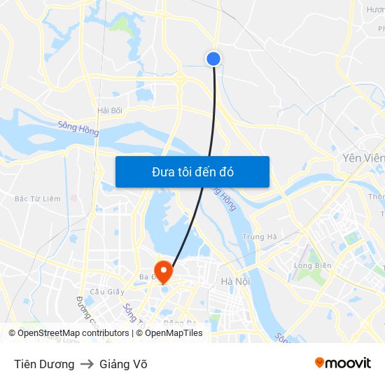 Tiên Dương to Giảng Võ map