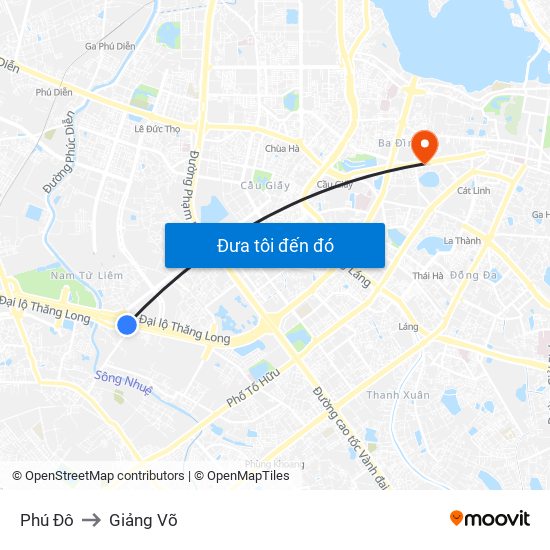 Phú Đô to Giảng Võ map