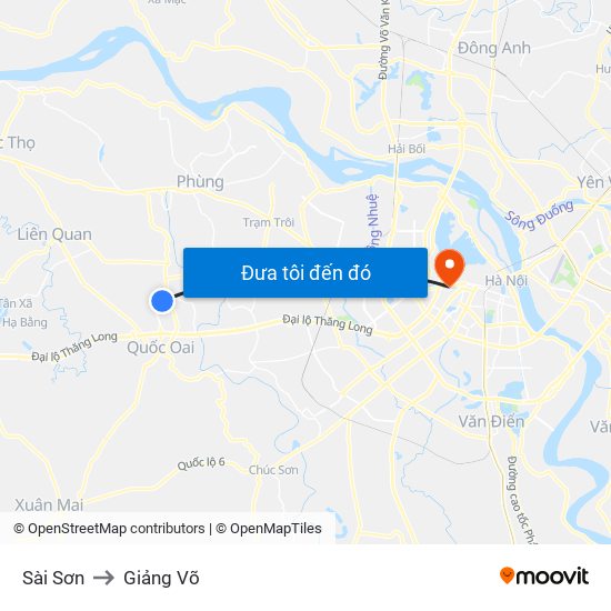 Sài Sơn to Giảng Võ map