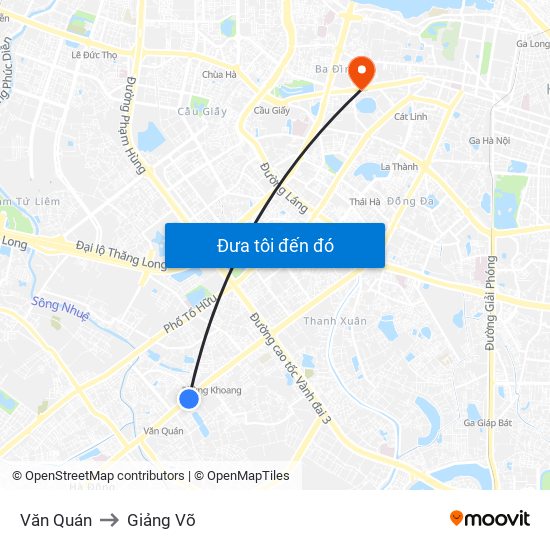 Văn Quán to Giảng Võ map