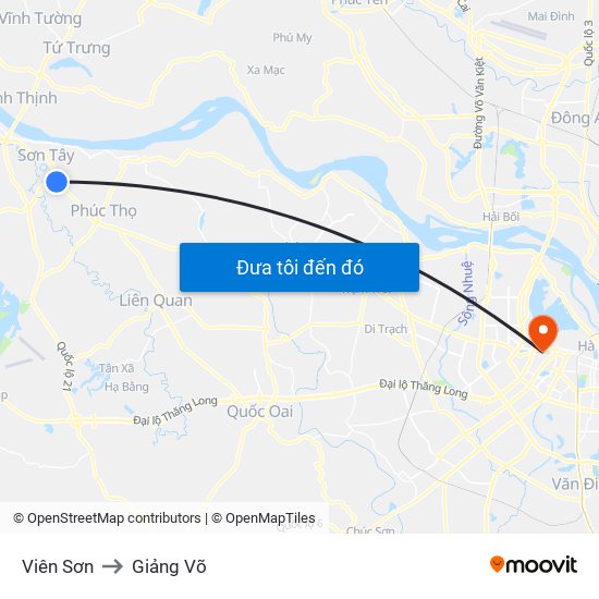 Viên Sơn to Giảng Võ map