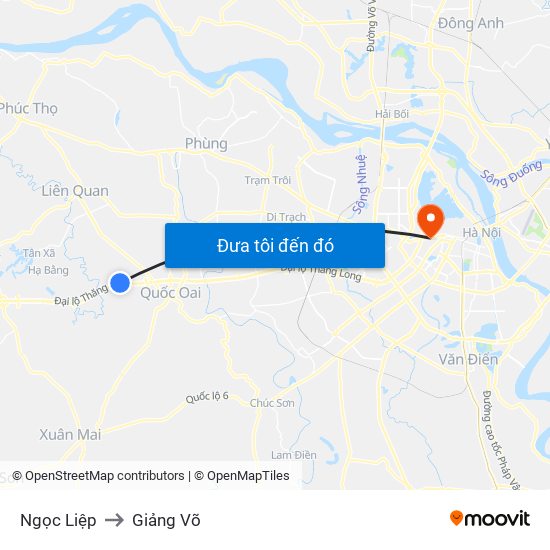 Ngọc Liệp to Giảng Võ map