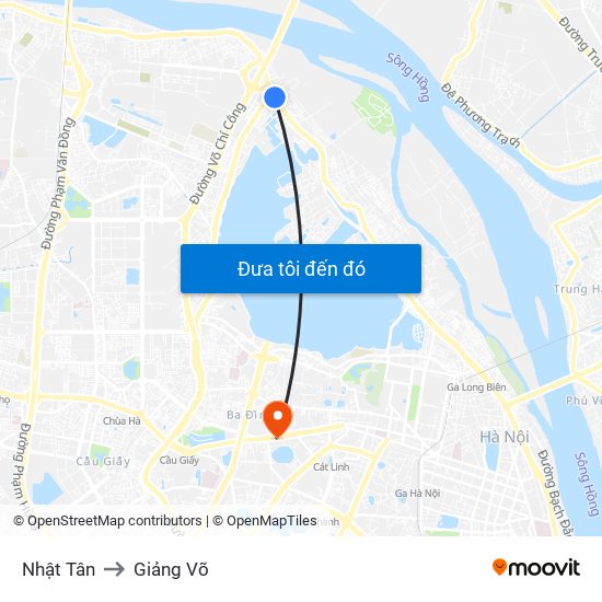 Nhật Tân to Giảng Võ map