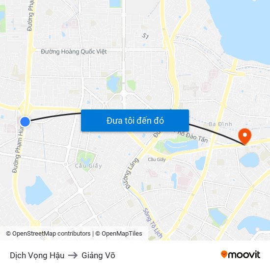 Dịch Vọng Hậu to Giảng Võ map