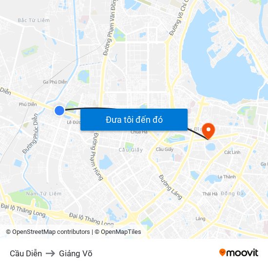 Cầu Diễn to Giảng Võ map