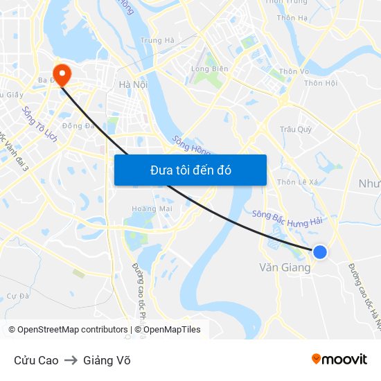 Cửu Cao to Giảng Võ map