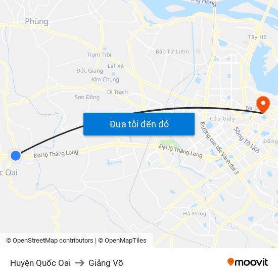 Huyện Quốc Oai to Giảng Võ map