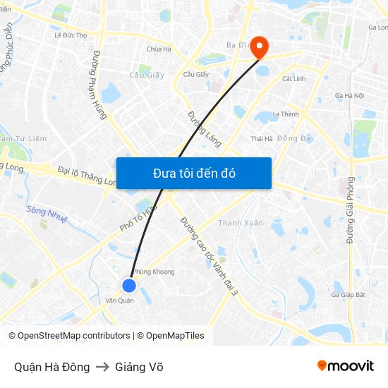 Quận Hà Đông to Giảng Võ map