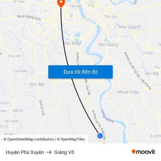 Huyện Phú Xuyên to Giảng Võ map