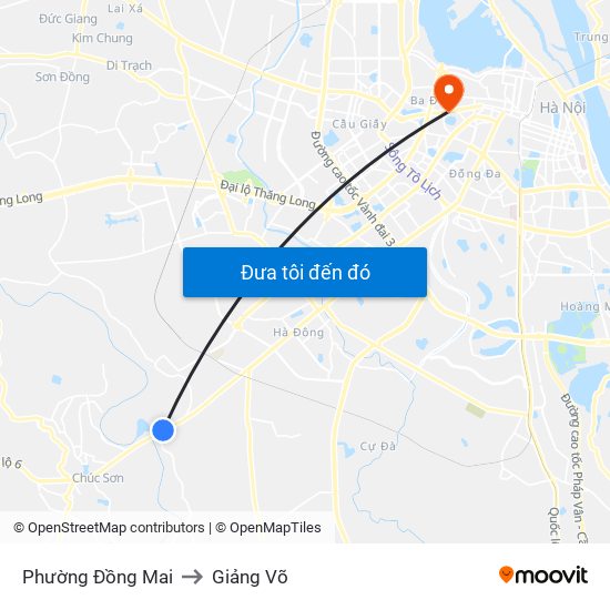 Phường Đồng Mai to Giảng Võ map