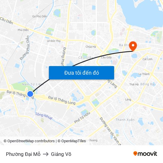 Phường Đại Mỗ to Giảng Võ map