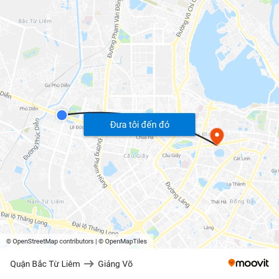 Quận Bắc Từ Liêm to Giảng Võ map